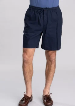 Cotton Linen Relaxed Shorts - Navy