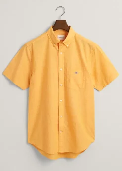 Cotton Linen Short Sleeve Shirt - Medal Yellow