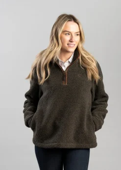 Country Fleece Quarter Zip - Khaki Borg