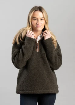 Country Fleece Quarter Zip - Khaki Borg