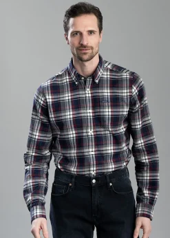 Crossfell Tailored Checked Shirt - Navy