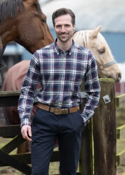 Crossfell Tailored Checked Shirt - Navy