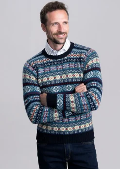 Cullivoe Crew Neck - Navy Fairisle