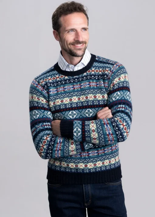 Cullivoe Crew Neck - Navy Fairisle