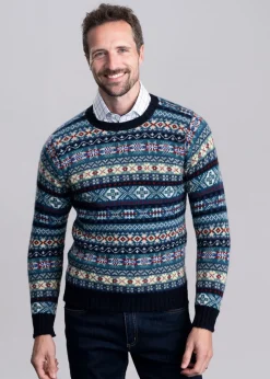 Cullivoe Crew Neck - Navy Fairisle