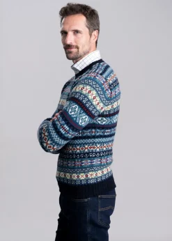 Cullivoe Crew Neck - Navy Fairisle