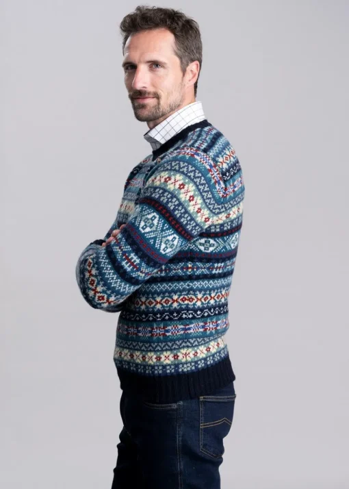 Cullivoe Crew Neck - Navy Fairisle