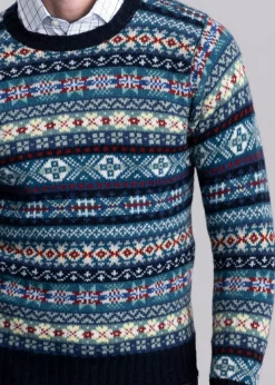 Cullivoe Crew Neck - Navy Fairisle
