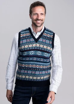 Cullivoe Slipover - Navy Fairisle