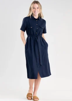 Daisy Linen Dress - Navy