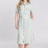 Daisy Linen Dress - Aqua Grey