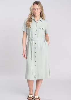 Daisy Linen Dress - Aqua Grey