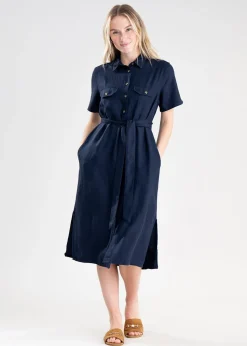 Daisy Linen Dress - Navy