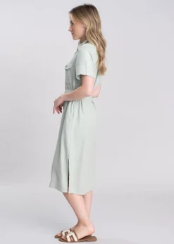 Daisy Linen Dress - Aqua Grey