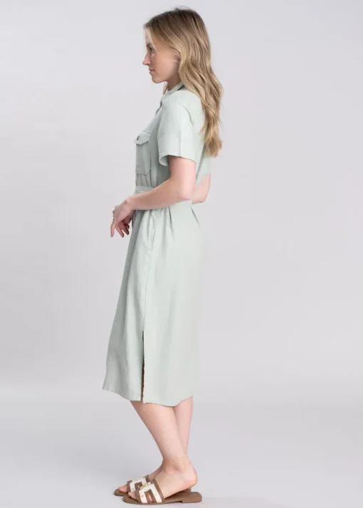 Daisy Linen Dress - Aqua Grey