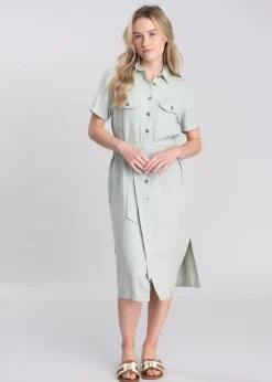 Daisy Linen Dress - Aqua Grey