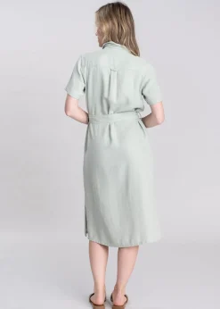 Daisy Linen Dress - Aqua Grey