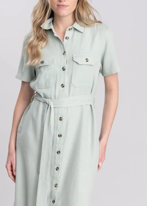 Daisy Linen Dress - Aqua Grey