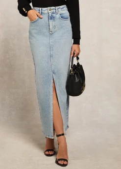 Denim Maxi Skirt - Vintage Indigo