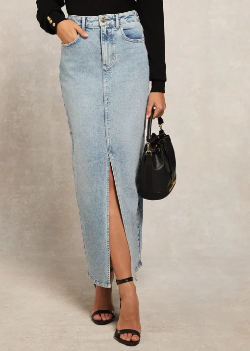 Denim Maxi Skirt - Vintage Indigo