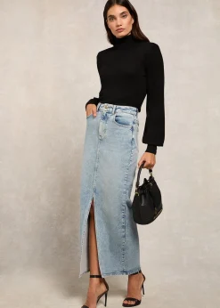 Denim Maxi Skirt - Vintage Indigo