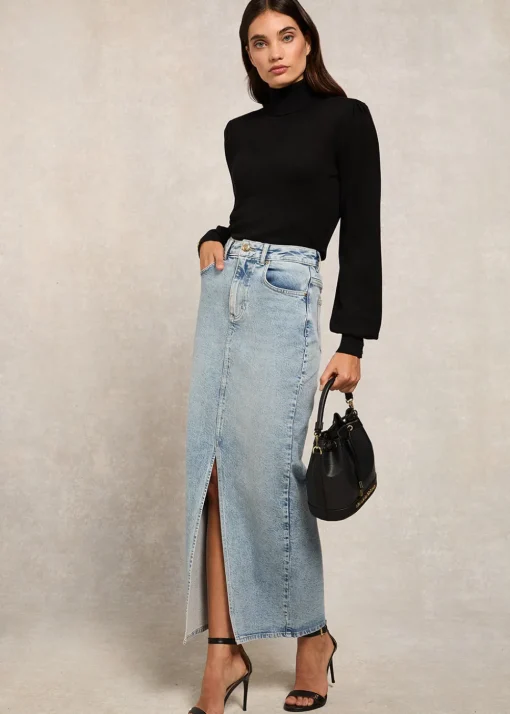 Denim Maxi Skirt - Vintage Indigo