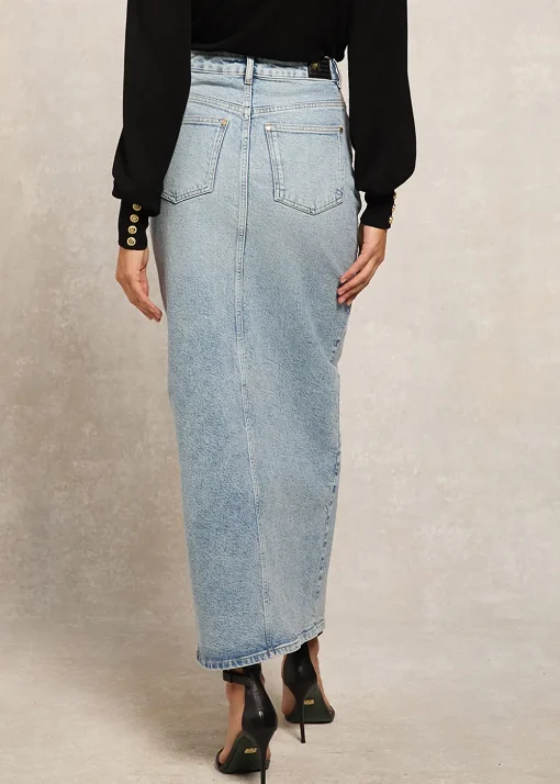 Denim Maxi Skirt - Vintage Indigo