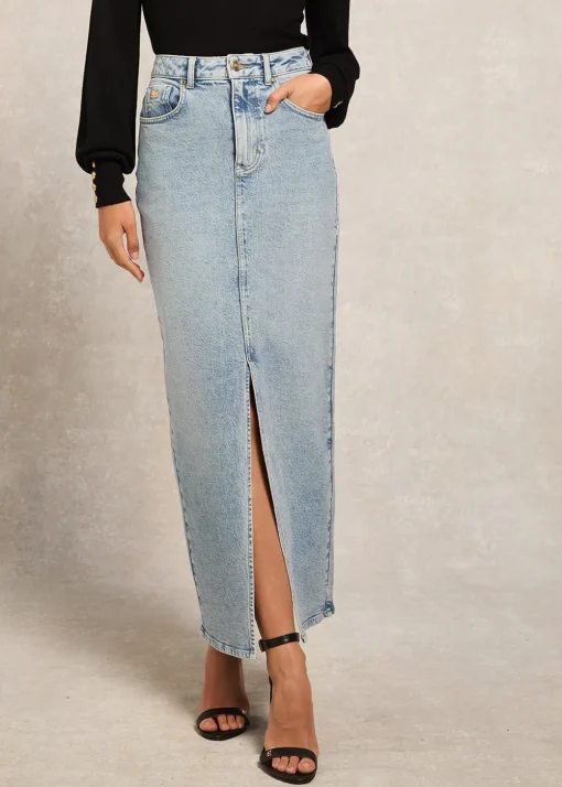 Denim Maxi Skirt - Vintage Indigo