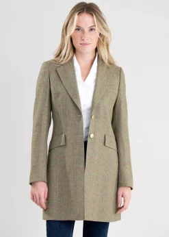 Elena Cashmere Long Jacket - Peony Pink Check
