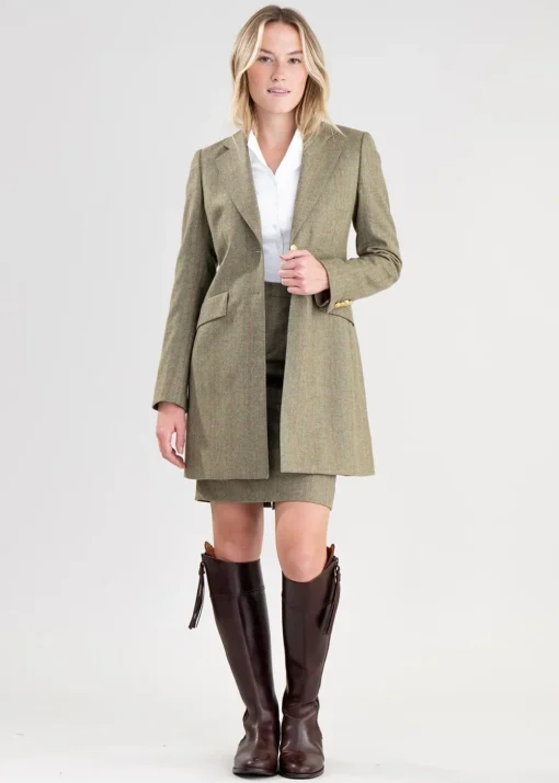 Elena Cashmere Long Jacket - Peony Pink Check