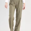 Elena Cashmere Wide Leg Trousers - Peony Pink Check