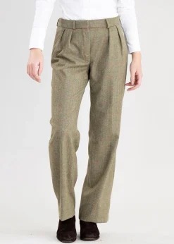 Elena Cashmere Wide Leg Trousers - Peony Pink Check