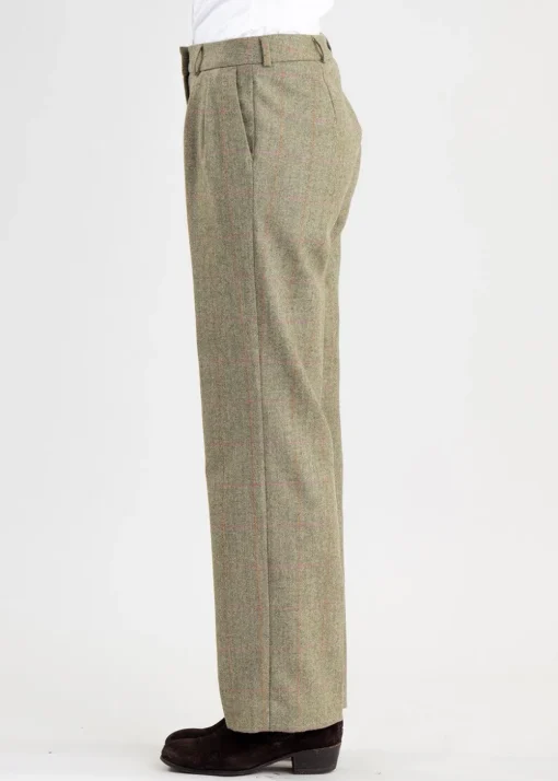 Elena Cashmere Wide Leg Trousers - Peony Pink Check