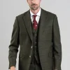 Etal Tweed Jacket - Olive Twill with Navy and Red Check