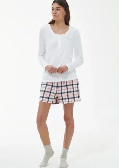 Etta Henley Pyjama Set - Pink and Navy Tartan