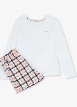 Etta Henley Pyjama Set - Pink and Navy Tartan
