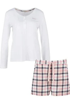 Etta Henley Pyjama Set - Pink and Navy Tartan