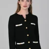 Evie Cashmere Jacket - Black and White Undyed