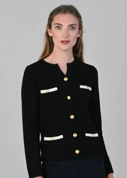 Evie Cashmere Jacket - Black and White Undyed