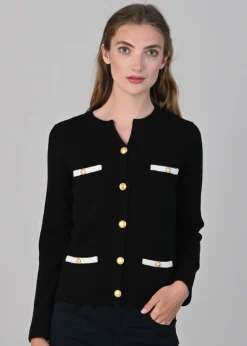 Evie Cashmere Jacket - Black and White Undyed