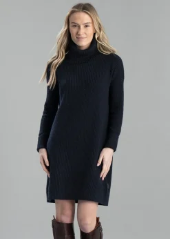 Filey Roll Neck Dress - Navy