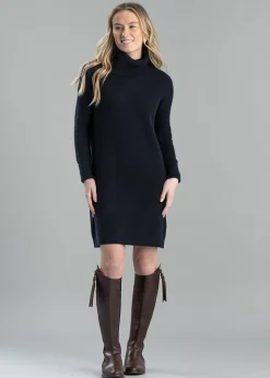 Filey Roll Neck Dress - Navy