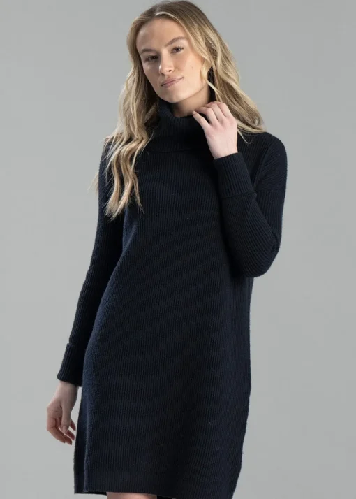 Filey Roll Neck Dress - Navy