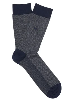 Fine Gauge Cotton Socks - Grey and Navy