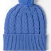 Fliss Lambswool Cable Pom Pom Beanie - Hydrangea