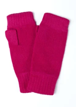 Fliss Lambswool Fingerless Mittens - Cranberry