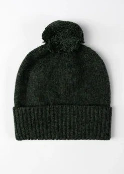 Fliss Lambswool Pom Pom Beanie - Pine