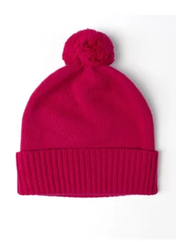 Fliss Lambswool Pom Pom Beanie - Cranberry