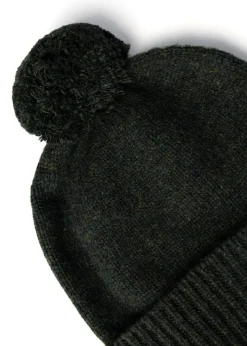 Fliss Lambswool Pom Pom Beanie - Pine