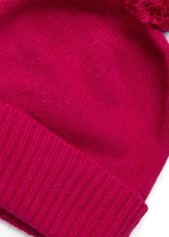 Fliss Lambswool Pom Pom Beanie - Cranberry
